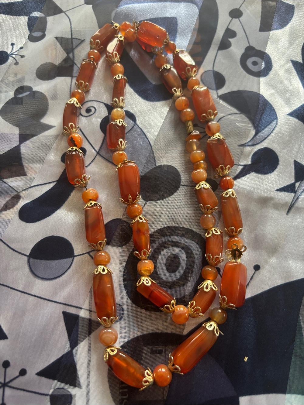 Antiuqe Carnelian Agate amber Beaded Necklace  Africa